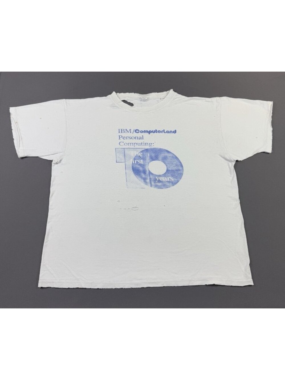 Super Rare IBM Computers 10 Years Promo Sun Fade Thrashed Software XL T Shirt